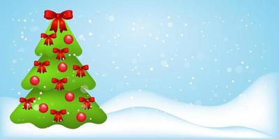 árvore de Natal com neve. fundo festivo de inverno com espaço de cópia. modelo de vetor para um feliz ano novo ou banner de saudação de feliz natal, pôster ou cartão postal. ilustração vetorial.