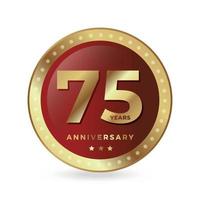 aniversário de 75 anos comemorando ícone logotipo etiqueta vetor evento escudo de cor ouro