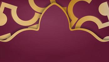 banner cor de vinho com padrão de ouro vintage e espaço para logotipo vetor