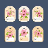 coleção de etiquetas de flor de pêssego vetor