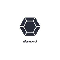 símbolo de diamante de sinal vetorial é isolado em um fundo branco. cor do ícone editável. vetor