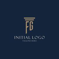 fg logotipo monograma inicial para escritório de advocacia, advogado, advogado com estilo de pilar vetor