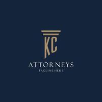logotipo inicial do monograma kc para escritório de advocacia, advogado, advogado com estilo de pilar vetor