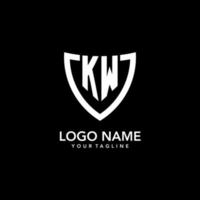 logotipo inicial do monograma kw com design de ícone de escudo moderno e limpo vetor