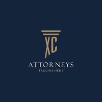 logotipo inicial do monograma xc para escritório de advocacia, advogado, advogado com estilo de pilar vetor