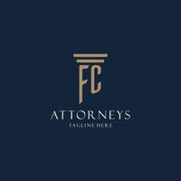 logotipo inicial do monograma fc para escritório de advocacia, advogado, advogado com estilo de pilar vetor