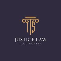 design de iniciais de monograma ts para escritório de advocacia, advogado, escritório de advocacia com estilo pilar vetor