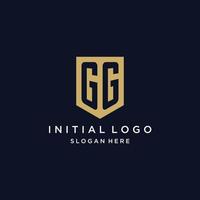 design de logotipo de iniciais de monograma gg com ícone de escudo vetor