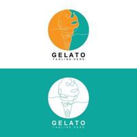 design de logotipo de sorvete gelato, comida doce e fria, produtos da empresa de marca vetorial vetor