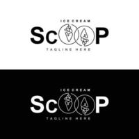 design de logotipo de sorvete gelato, comida doce e fria, produtos da empresa de marca vetorial vetor