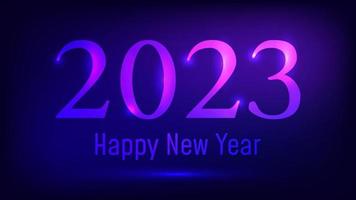 2023 feliz ano novo fundo neon. pano de fundo de néon abstrato com luzes para cartão de férias de natal, folhetos ou cartazes. ilustração vetorial vetor