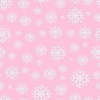 fundo sem emenda de flocos de neve desenhados à mão. flocos de neve brancos em fundo rosa. elementos de decoração de natal e ano novo. ilustração vetorial. vetor