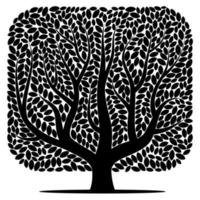 silhueta vetorial de uma árvore isolada em um fundo branco vetor