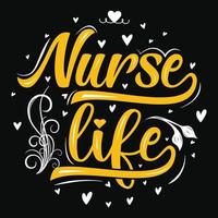 design de camiseta com citações de vida de enfermeira vetor
