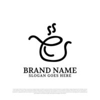 ideia de design de logotipo de bule de chá de arte de linha simples, vetor de designs de logotipo inicial