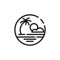 ilustração vetorial de ícone de contorno de praia de verão, modelo de design de logotipo de praia e mar vetor