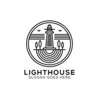 delinear o design do logotipo da casa de luz, modelo de arte de linha de ilustração vetorial de ícone de farol vetor