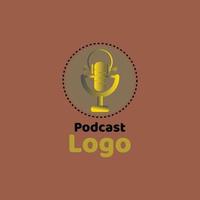 Retângulo simples editável de demonstração de podcast e design de ilustração vetorial de logotipo de forma arredondada. vetor