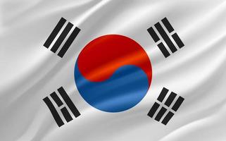acenando a bandeira da República da Coreia. bandeira do vetor 3d