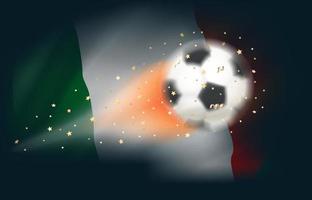 bola de futebol voadora com bandeira do méxico. ilustração em vetor 3D