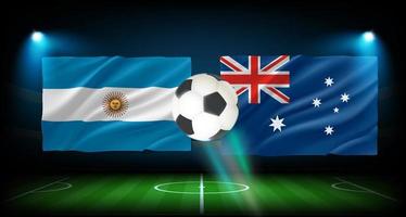 partida entre a seleção argentina e australiana. conceito de vetor 3d