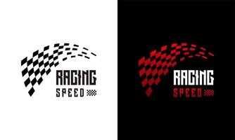 vetor de conceito de design de velocidade de corrida rápida, modelo de logotipo de bandeira de corrida simples