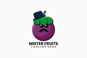 modelo moderno plano senhor logotipo de frutas de mangostão vetor