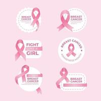conjunto de rótulo de conscientização do câncer de mama vetor