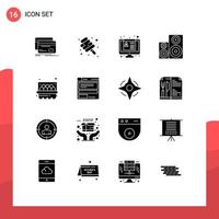 16 ícones criativos sinais e símbolos modernos de monitor de estúdio doces hifi resumem elementos de design de vetores editáveis