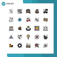 25 ícones criativos, sinais e símbolos modernos de mochila de montanha, edição de carteira, comércio, elementos de design de vetores editáveis