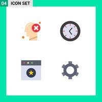 4 ícones criativos, sinais modernos e símbolos do cérebro mac, engrenagem do relógio humano, elementos de design vetorial editáveis vetor
