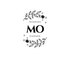 mo letras iniciais coleção de logotipos de monograma de casamento, modelos minimalistas e florais modernos desenhados à mão para cartões de convite, salve a data, identidade elegante para restaurante, boutique, café em vetor