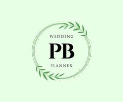 pb letras iniciais coleção de logotipos de monograma de casamento, modelos minimalistas e florais modernos desenhados à mão para cartões de convite, salve a data, identidade elegante para restaurante, boutique, café em vetor