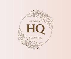 hq letras iniciais coleção de logotipos de monograma de casamento, modelos modernos minimalistas e florais desenhados à mão para cartões de convite, salve a data, identidade elegante para restaurante, boutique, café em vetor