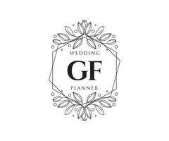 gf letras iniciais coleção de logotipos de monograma de casamento, modelos modernos minimalistas e florais desenhados à mão para cartões de convite, salve a data, identidade elegante para restaurante, boutique, café em vetor