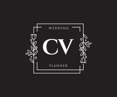 logotipo feminino cv inicial. utilizável para logotipos de natureza, salão, spa, cosméticos e beleza. elemento de modelo de design de logotipo de vetor plana.