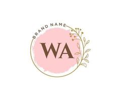 logotipo feminino wa inicial. utilizável para logotipos de natureza, salão, spa, cosméticos e beleza. elemento de modelo de design de logotipo de vetor plana.