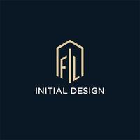 logotipo monograma inicial fl com estilo de forma hexagonal, inspiração de ideias de design de logotipo imobiliário vetor