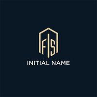 fs logotipo monograma inicial com estilo de forma hexagonal, inspiração de idéias de design de logotipo imobiliário vetor