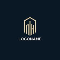 nh logotipo monograma inicial com estilo de forma hexagonal, inspiração de ideias de design de logotipo imobiliário vetor