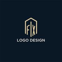 fx logotipo inicial do monograma com estilo de forma hexagonal, inspiração de idéias de design de logotipo imobiliário vetor