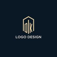 dk logotipo monograma inicial com estilo de forma hexagonal, inspiração de idéias de design de logotipo imobiliário vetor