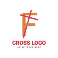 design de logotipo de vetor cruzado inicial letra f