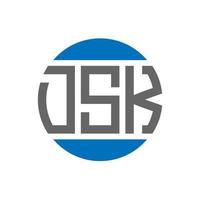 design do logotipo da carta dsk em fundo branco. conceito de logotipo de círculo de iniciais criativas dsk. design de letras dsk. vetor