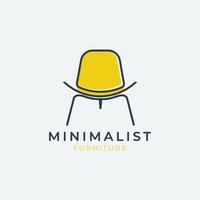 logotipo de móveis minimalista com cadeira para design de logotipo store.outline, vetor