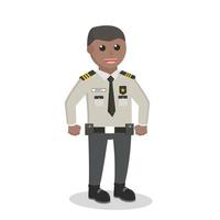 oficial africano de segurança em pé pose de design personagem no fundo branco vetor