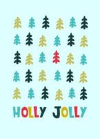 modelo de design de cartão de saudação de natal. feliz natal, holly jolly, feliz ano novo, letras de mão vetor