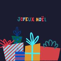 design de cartão de saudação de natal. texto escrito à mão em francês diz feliz natal vetor