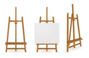 cavaletes de madeira ou quadros de pintura, tela branca