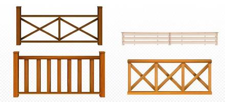 cercas de madeira, corrimão, conjunto de seções de balaustrada vetor